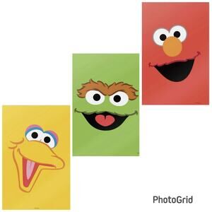 Elmo, Big Bird, Oscar - Sesame Street Large Wall Posters 18x24 Unframed Set of 3